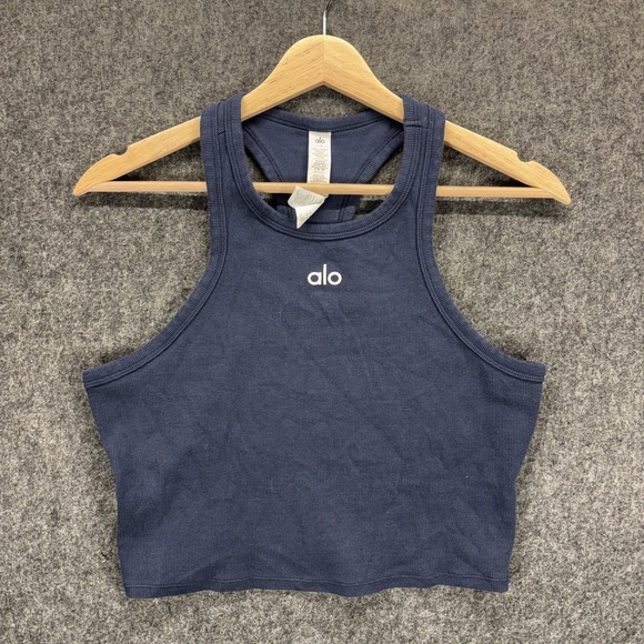 Aloha Island Tops - ALO Yoga Aspire Tank Top Womens Large Navy Blue Cotton Rib Athleisure